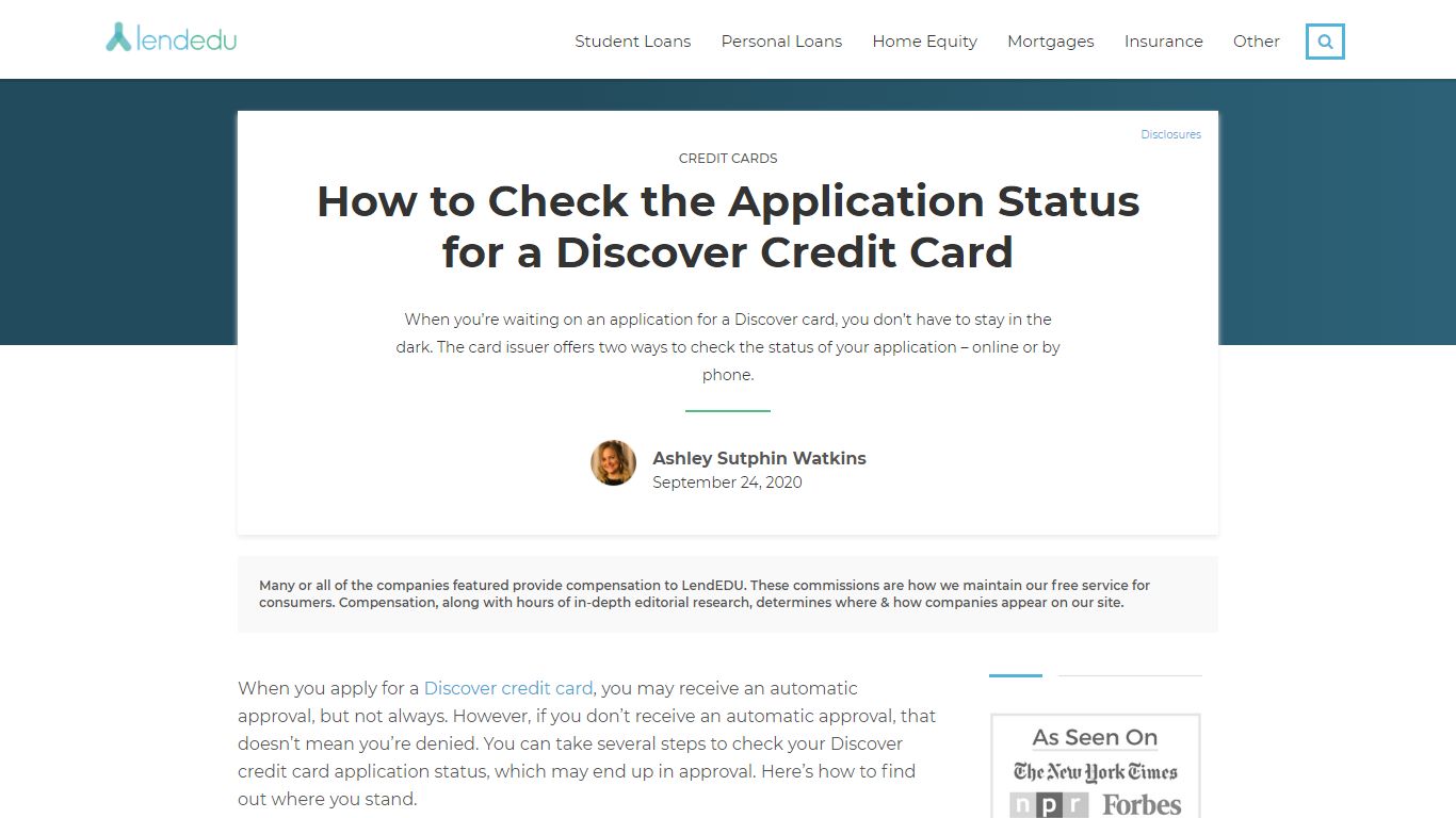 How to Check Your Discover Credit Card Application Status - LendEDU