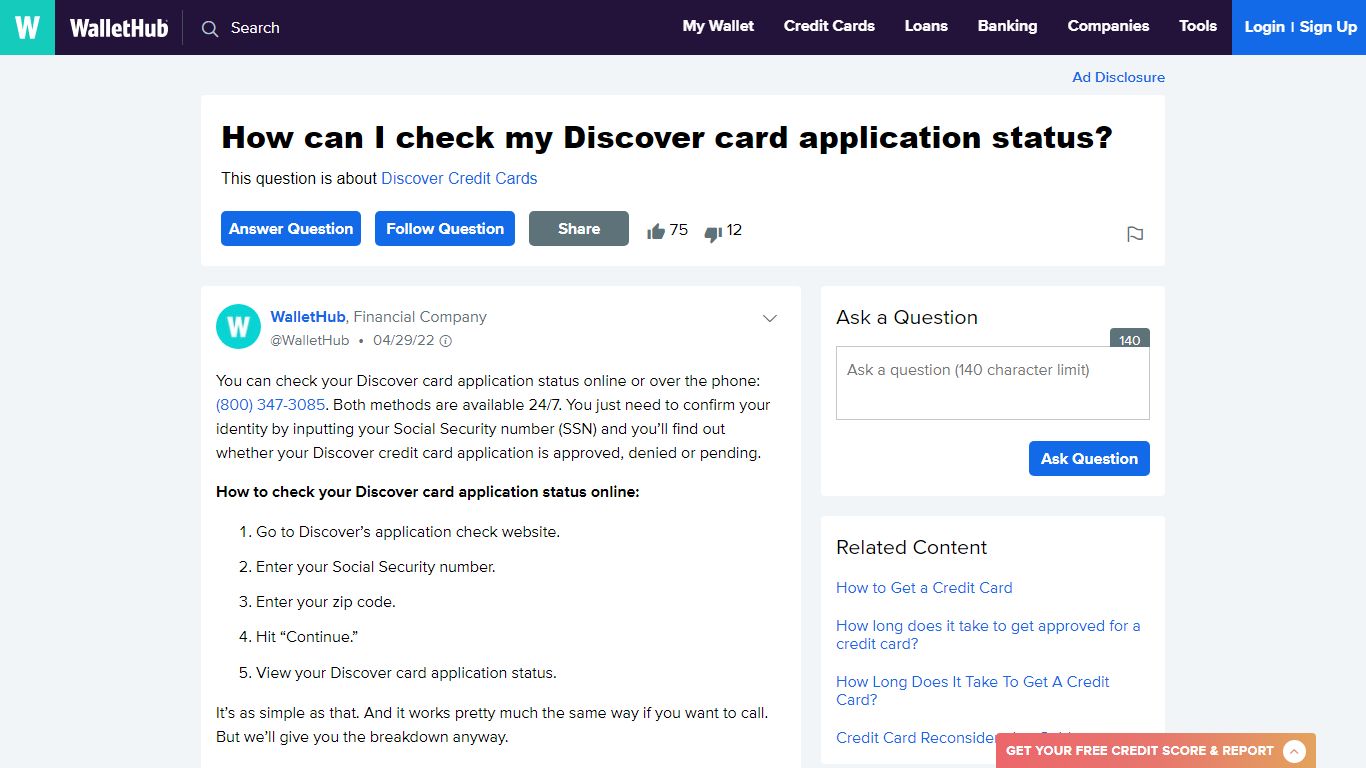 How to Check Your Discover Card Application Status - WalletHub